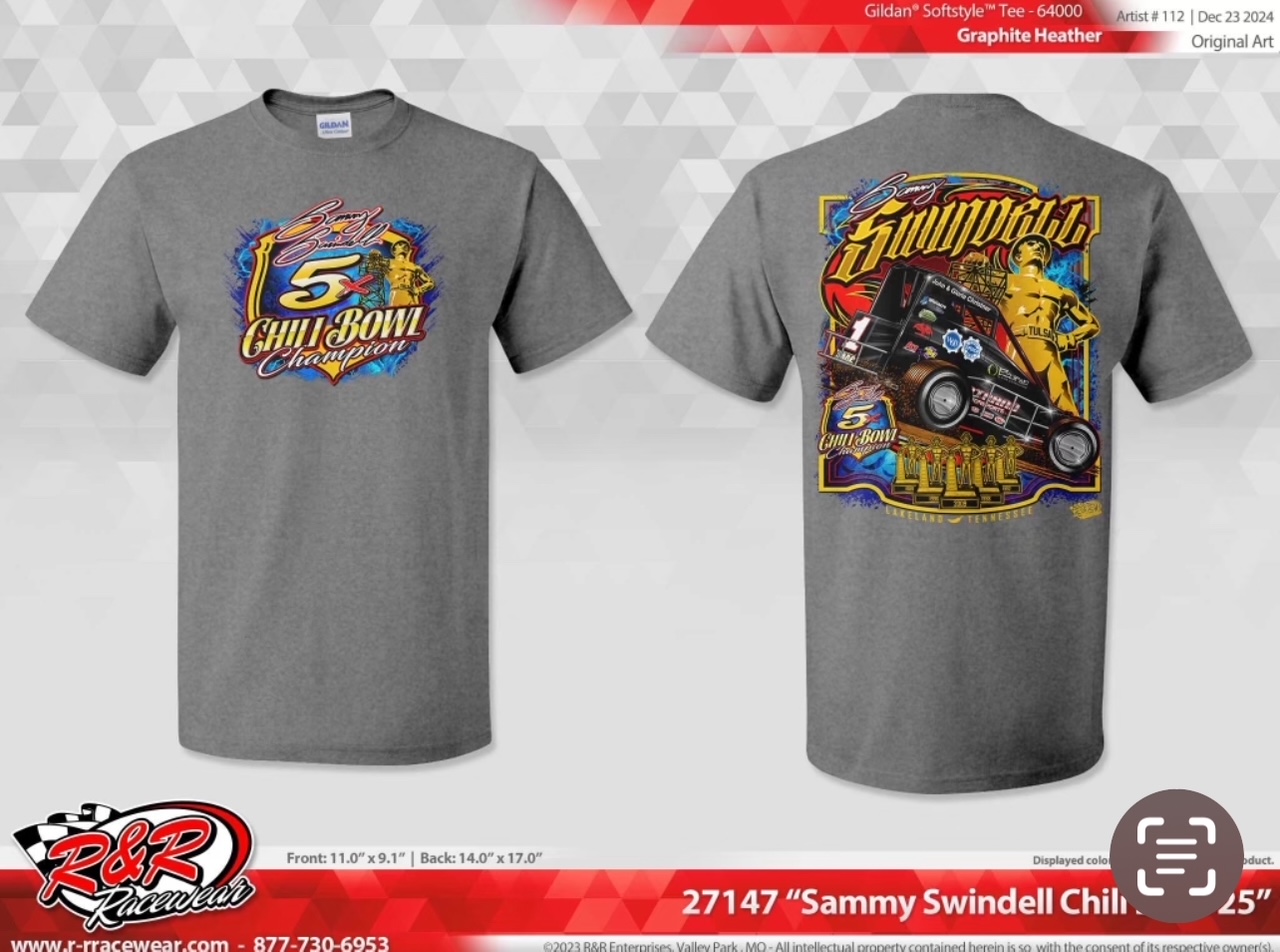 Chili Bowl 2025 Grey TShirt Sammy Swindell Racing